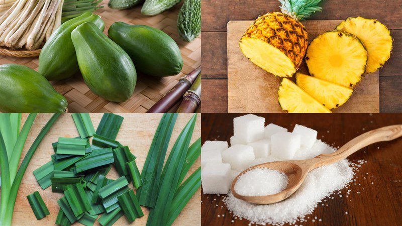 Ingredients for green papaya jam