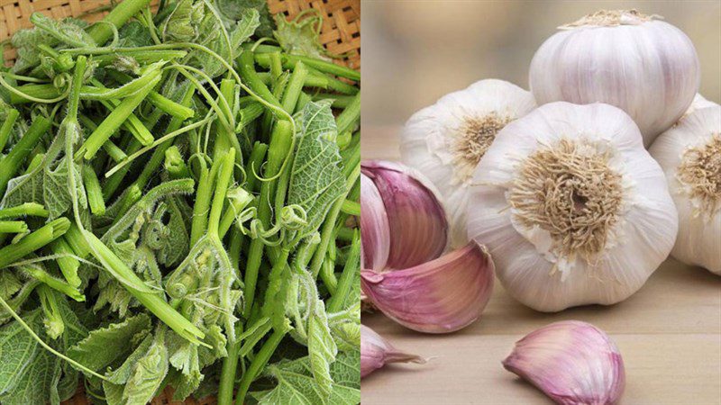 Ingredients for stir-fried gourd with garlic, stir-fried shrimp