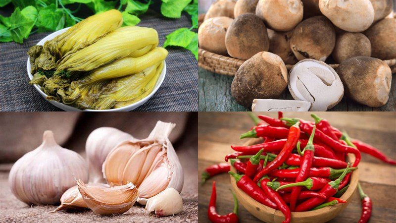 Ingredients for stir-fried pickled mustard greens