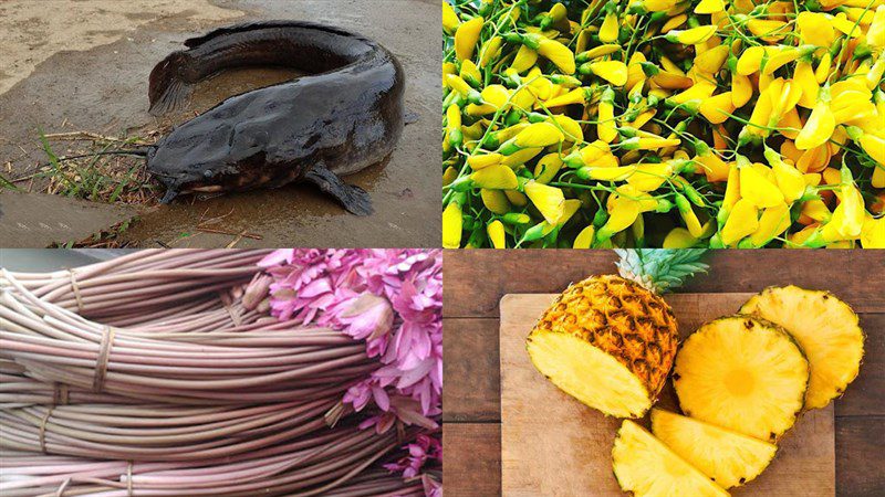 Ingredients for the dish sour soup with water lily flowers