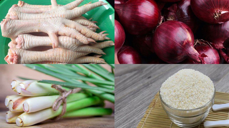 Ingredients for the dish of boneless chicken feet fried with salt