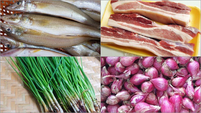 Ingredients for 2 ways to make stewed goby fish with pork belly