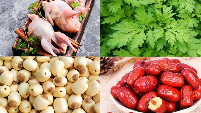 Ingredients for braised pigeon with wormwood