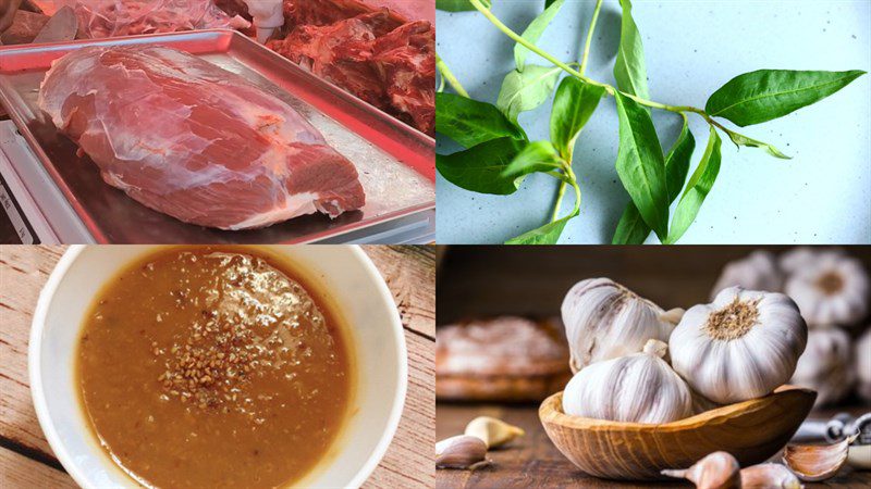 Ingredients for stir-fried buffalo meat with Vietnamese coriander