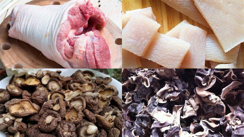 Ingredients for the dish of chilled pork leg cooked in a pressure cooker