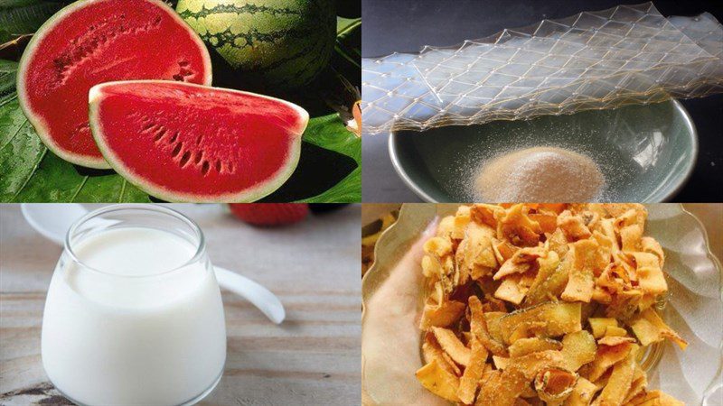 Ingredients for watermelon yogurt dish