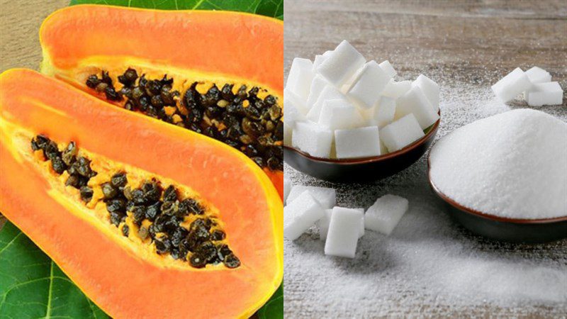 Ingredients for ripe papaya preserve