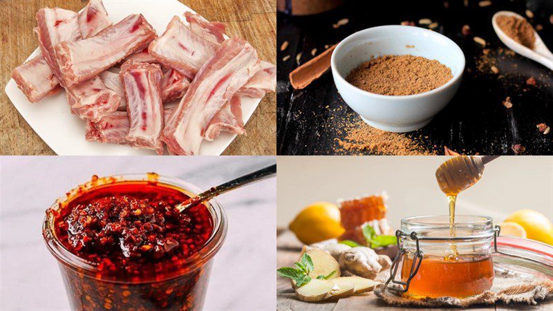 Ingredients for grilled ribs with five spices using an oven