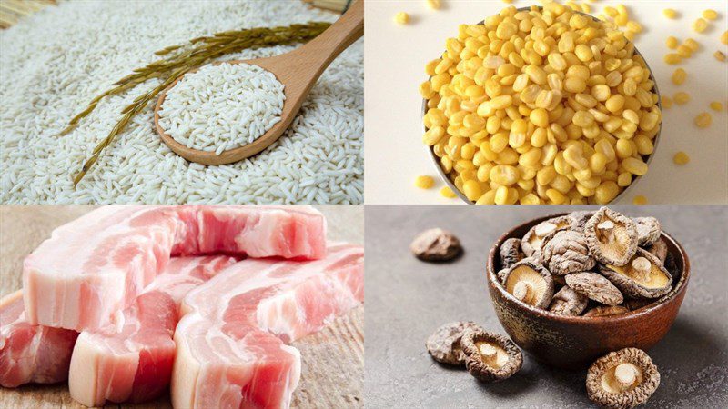 Ingredients for steaming Banh Chung with a rice cooker