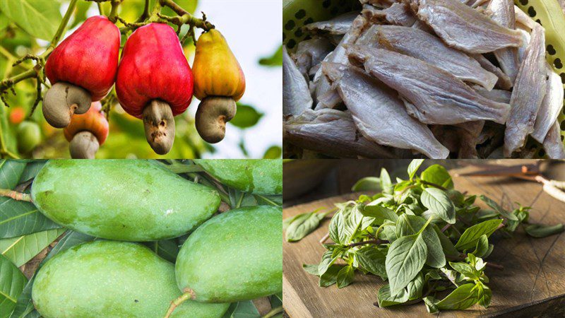 Ingredients for cashew fruit salad