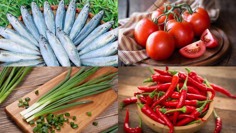 Ingredients for braised mackerel with tomatoes