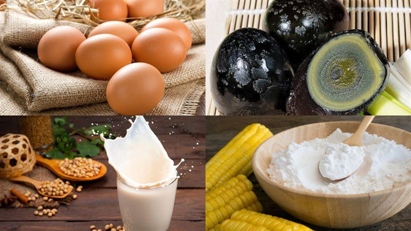 Ingredients for the dish of egg tofu with herbs