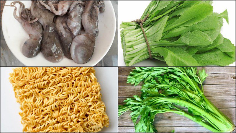 Ingredients for 3 ways to make stir-fried noodles with vegetables