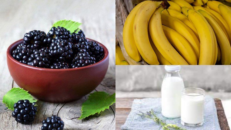 Ingredients for recipe 4 banana raspberry ice cream