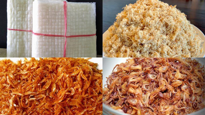 Ingredients for rice paper with pork floss