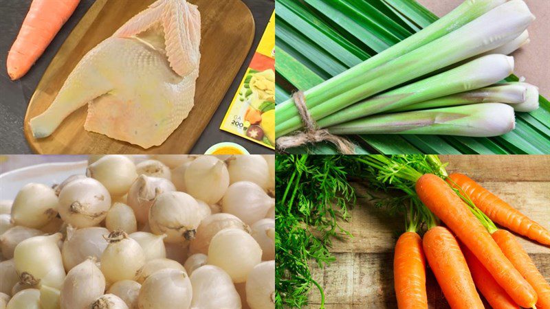 Ingredients for the dish 2 ways to cook chicken noodle soup and lemongrass stew