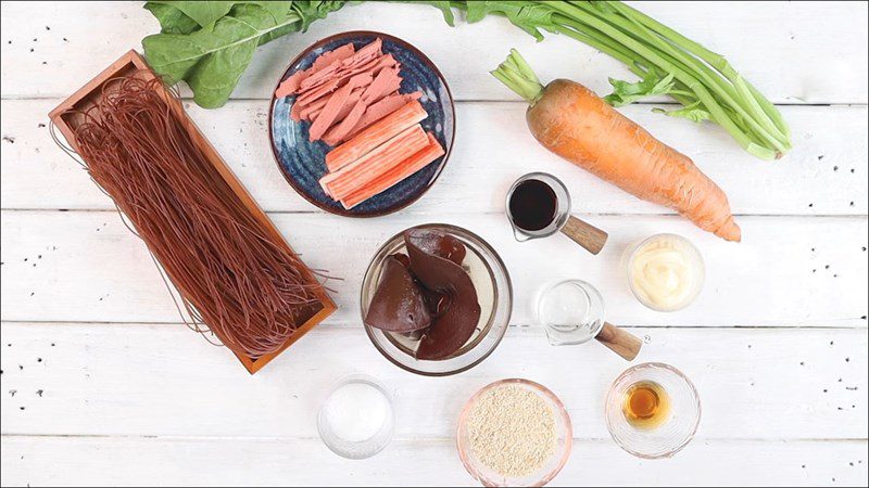 Ingredients for the dish 2 ways to make brown rice vermicelli salad