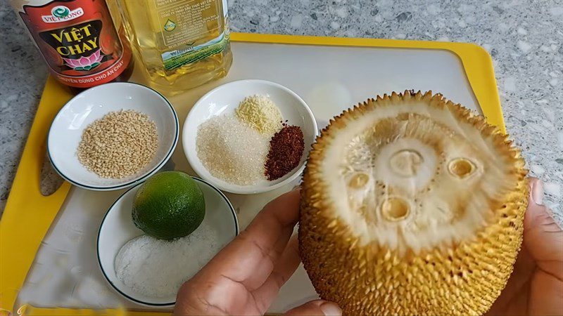 Ingredients for crispy young jackfruit and young jackfruit fried with fish sauce