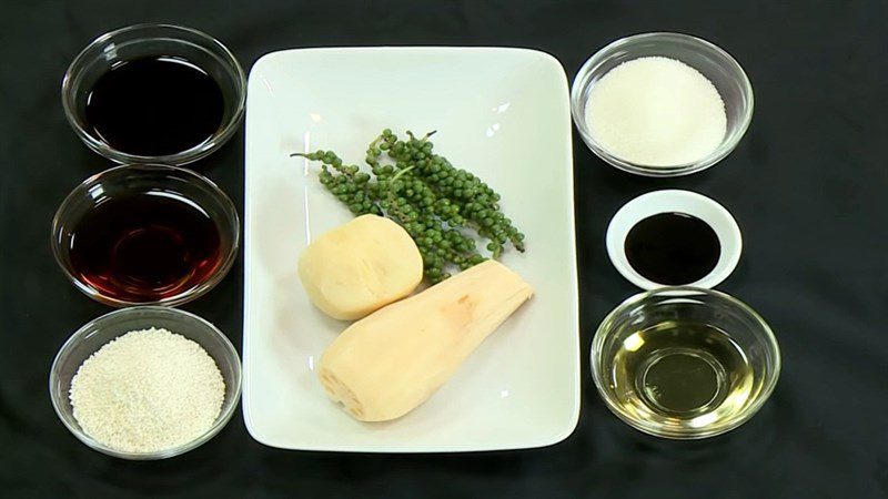 Ingredients for the recipe of stewed lotus root with vegetarian cooking method