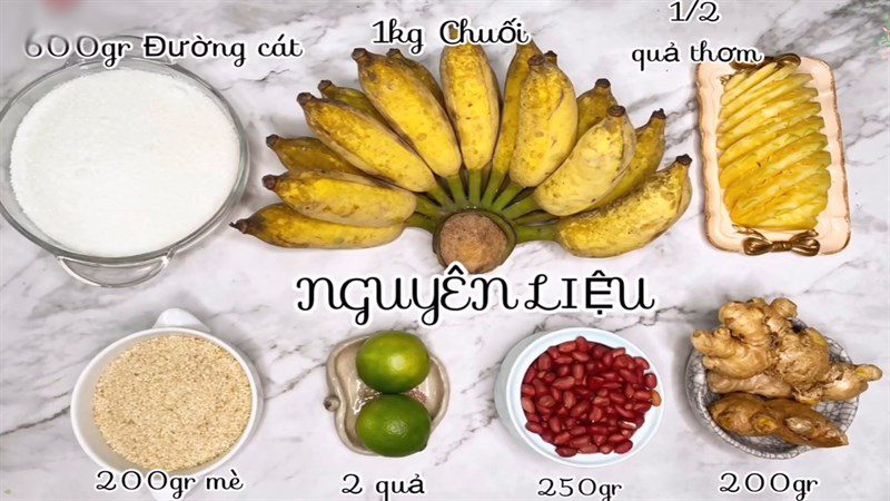 Ingredients for fragrant rolled banana candy