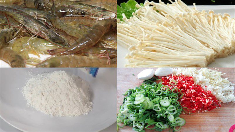 Ingredients for straw-wrapped fried shrimp