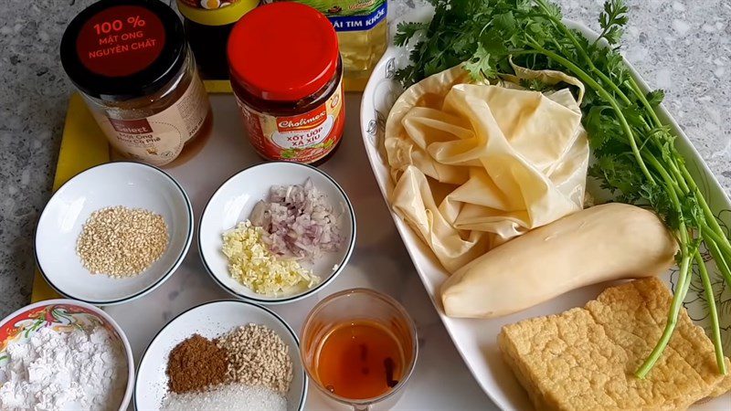 Ingredients for vegetarian roasted duck dish