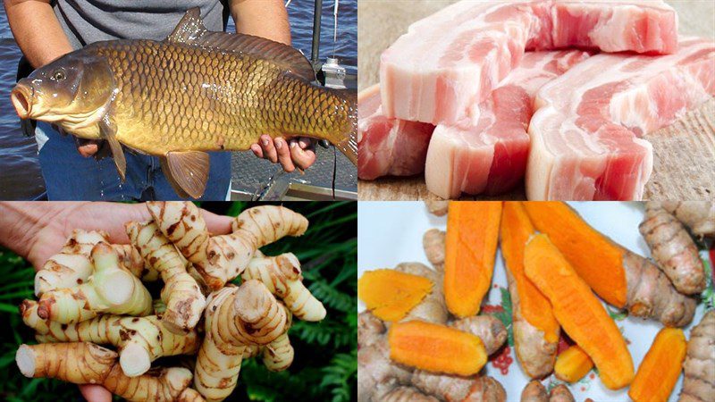 Ingredients for braised carp with galangal