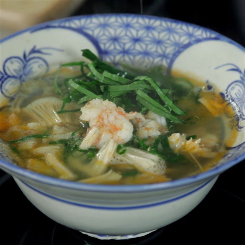 Step 5 Final Product Young jackfruit soup cooked with shrimp and betel leaves