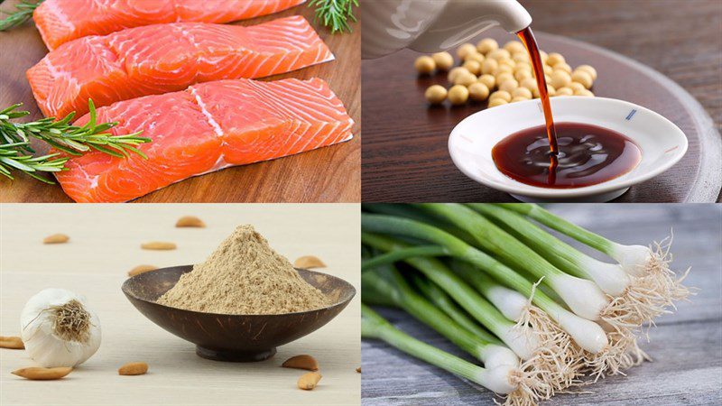 Ingredients for grilled salmon with soy sauce