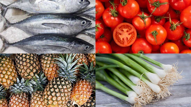 Ingredients for the dish of tuna cooked with tomatoes