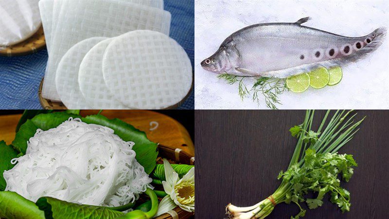 Ingredients for fish cake wrapped in rice paper