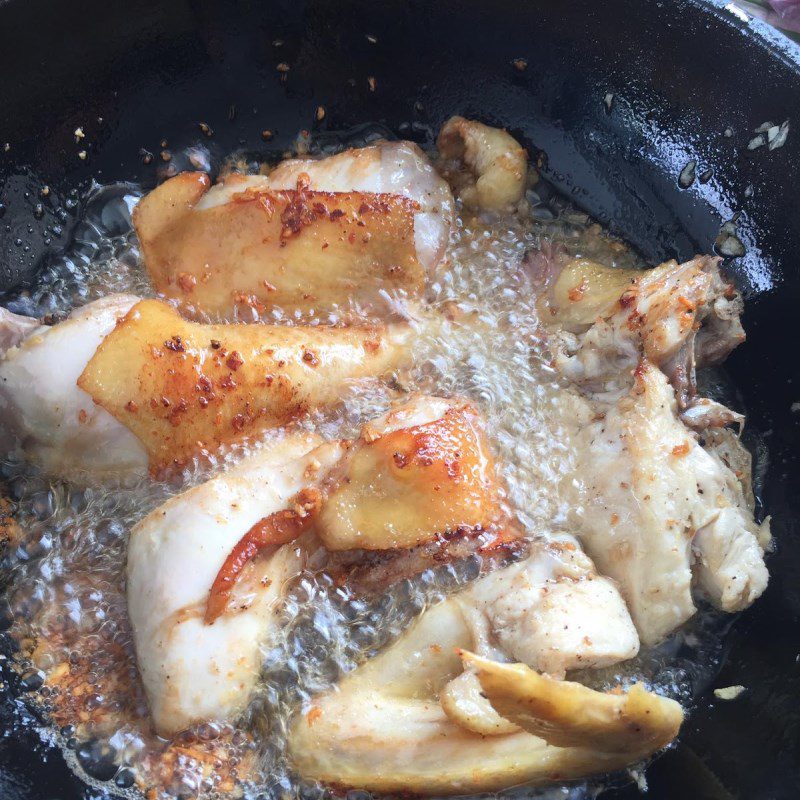 Step 1 Prepare, marinate and fry the chicken Chicken with Pâté