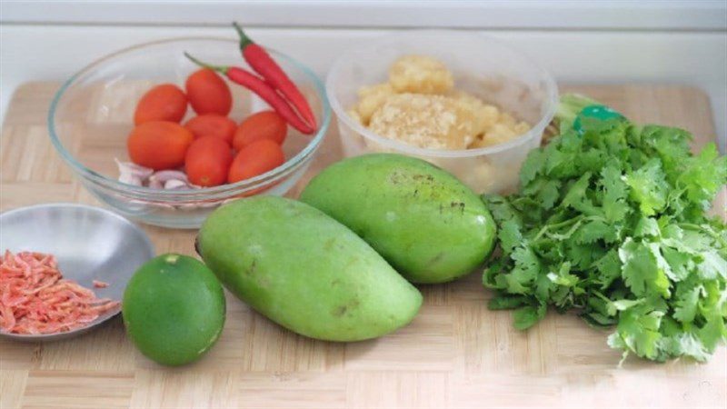 Ingredients for Thai mango salad