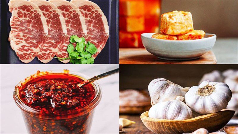 Ingredients for grilled beef hump dish