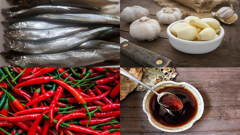 Ingredients for grilled salted chili fish eggs