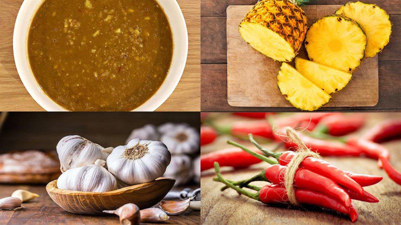 Ingredients for the dish, 2 ways to make dipping sauce for pork wrapped in rice paper