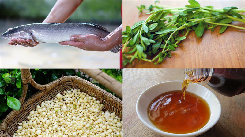 Ingredients for steamed snakehead fish with knotweed