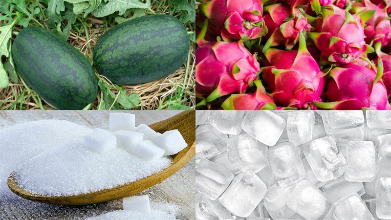 Ingredients for watermelon juice using a blender