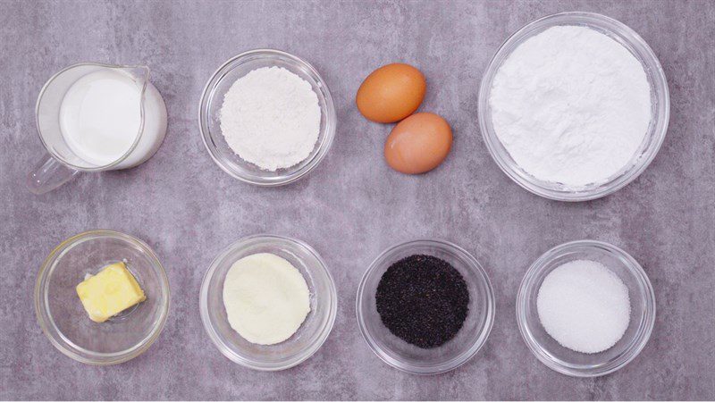 Ingredients for Korean black sesame bread