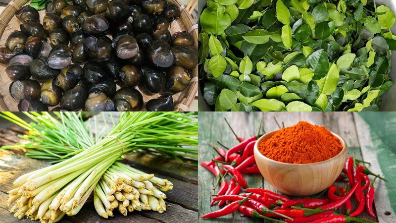 Ingredients for spicy lemongrass snails