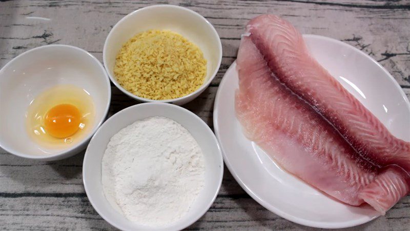 Ingredients for fried basa fish dish