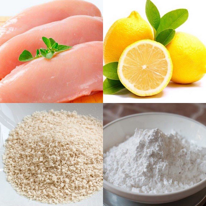 Ingredients for crispy chicken with fresh lemon sauce