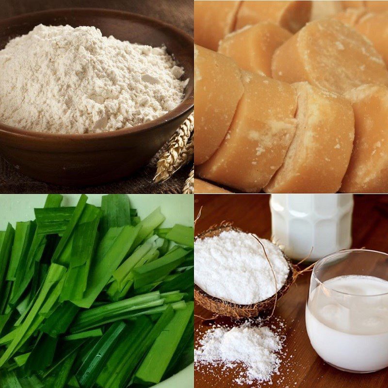 Ingredients for sweet bánh canh dessert with coconut milk