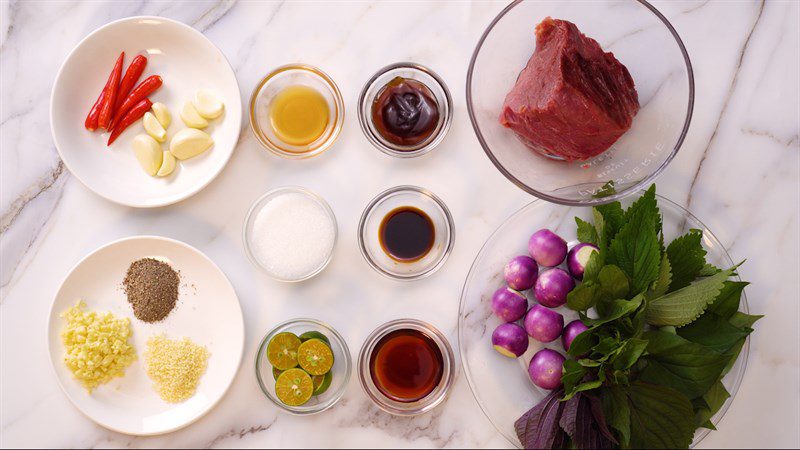 Ingredients for the dish beef with lime sauce