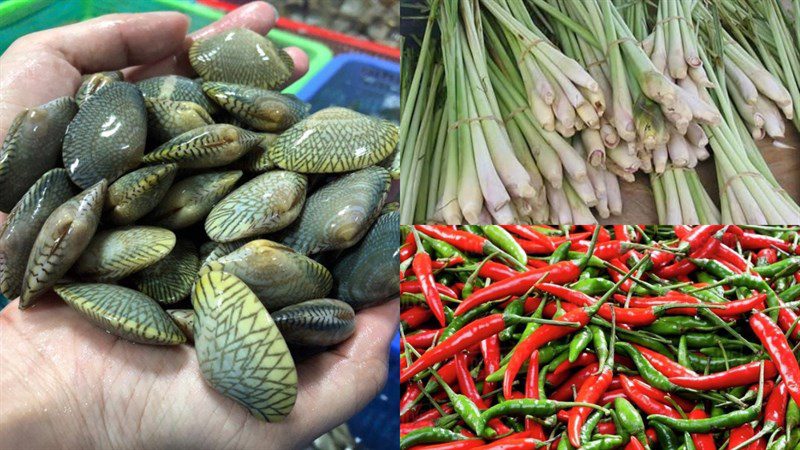 Ingredients for steamed clam dish