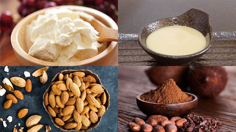 Ingredients for almond chocolate ice cream