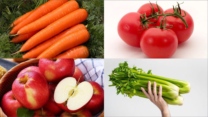 Ingredients for tomato carrot juice