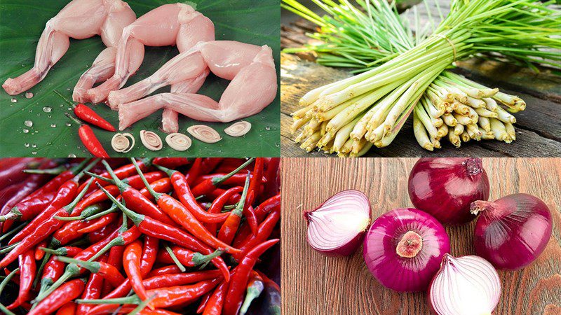 Ingredients for stir-fried frog with lemongrass and chili