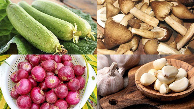 Ingredients for stir-fried gourd with mushrooms