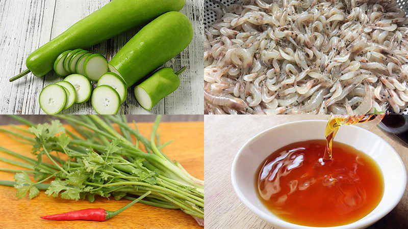 Ingredients for fresh shrimp squash soup